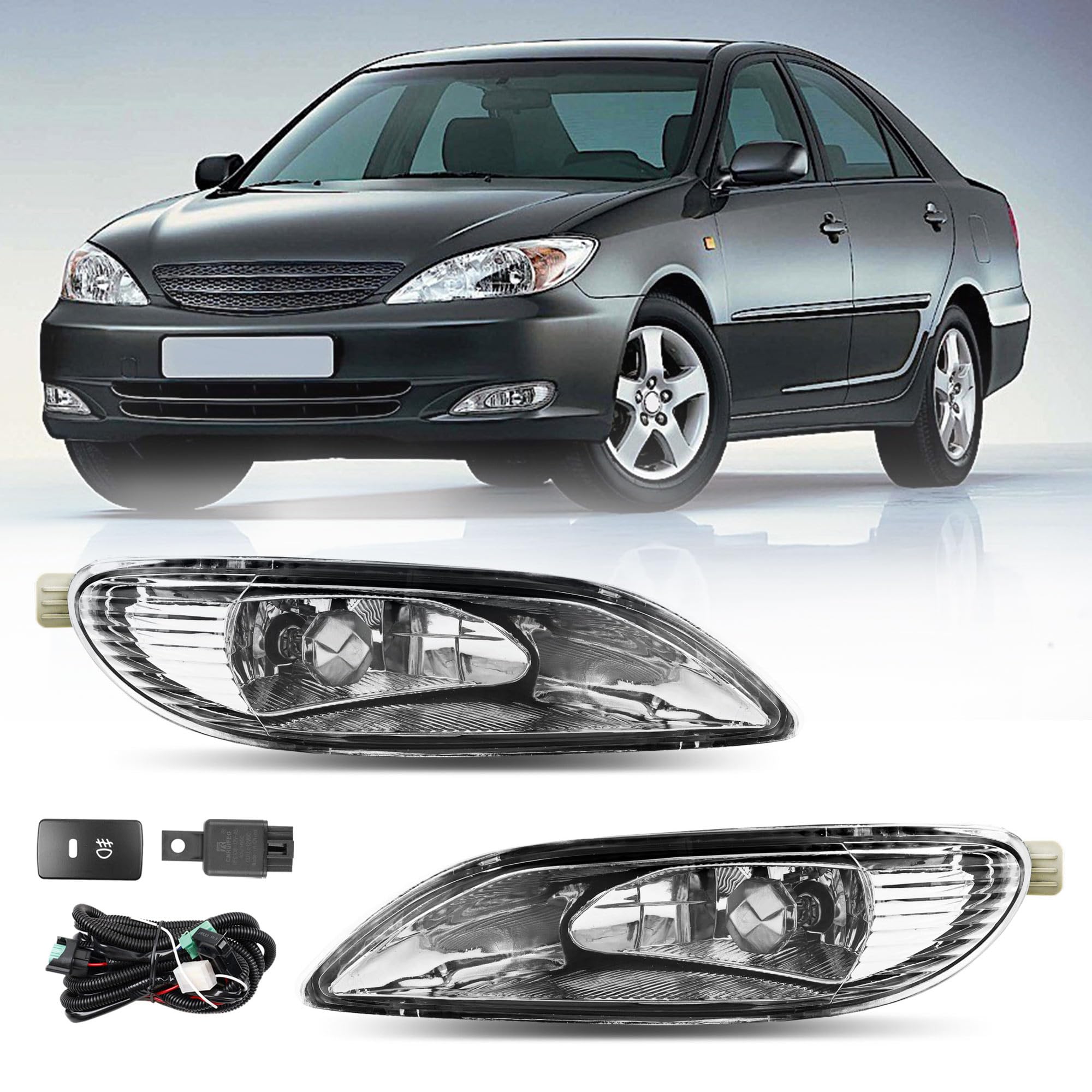 Fog Lights Compatible with Toyota Camry 2002–2004, Corolla 2005–2008, Solara 2002–2003, Front Bumper Fog Lamps Replacement Kit, Replace 81220-AA011,