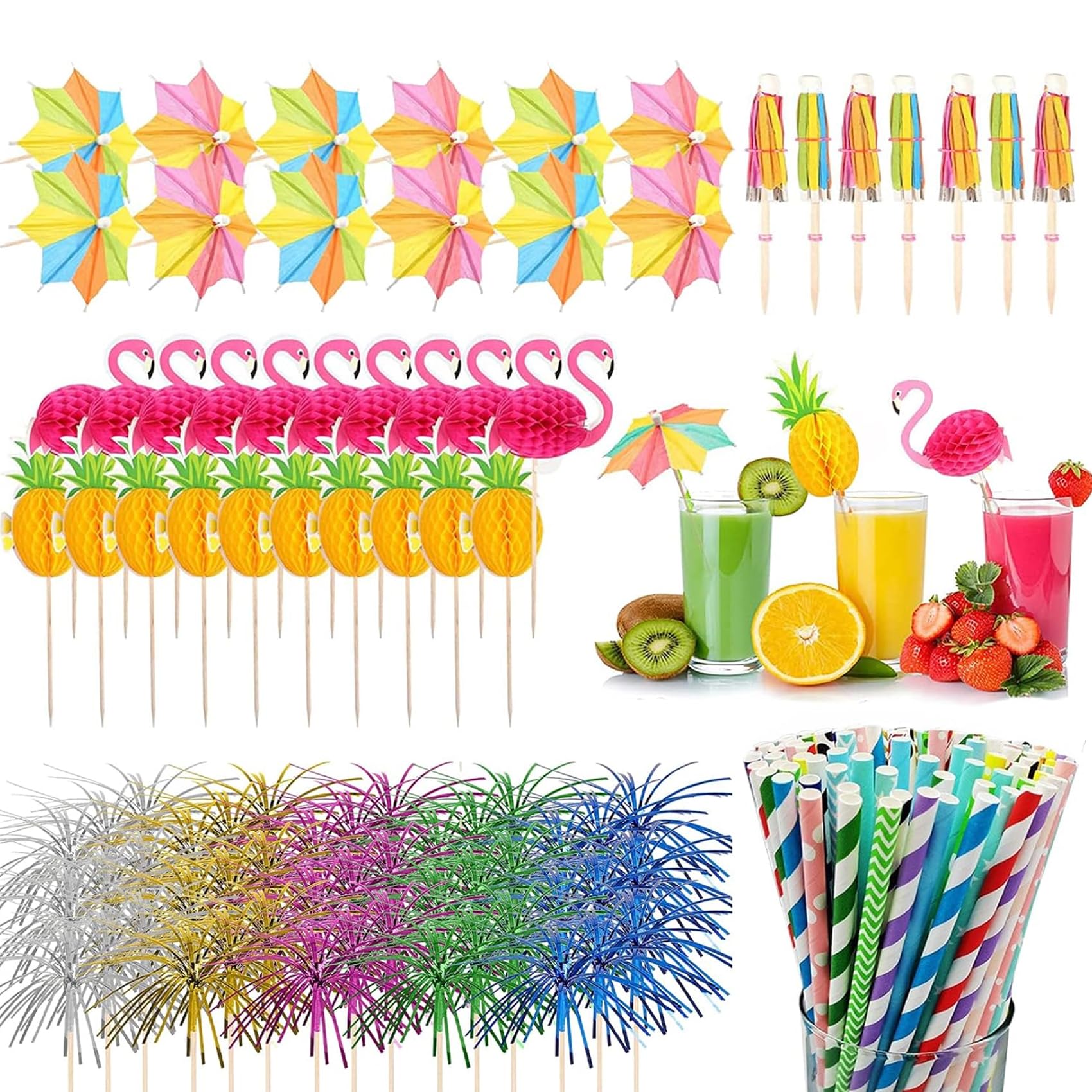 Sumajuc 120PCS Cocktail Accessories for Drinks,Cocktail Decorations for Drinks,Birthday Party, Holiday Party, Anniversary Party
