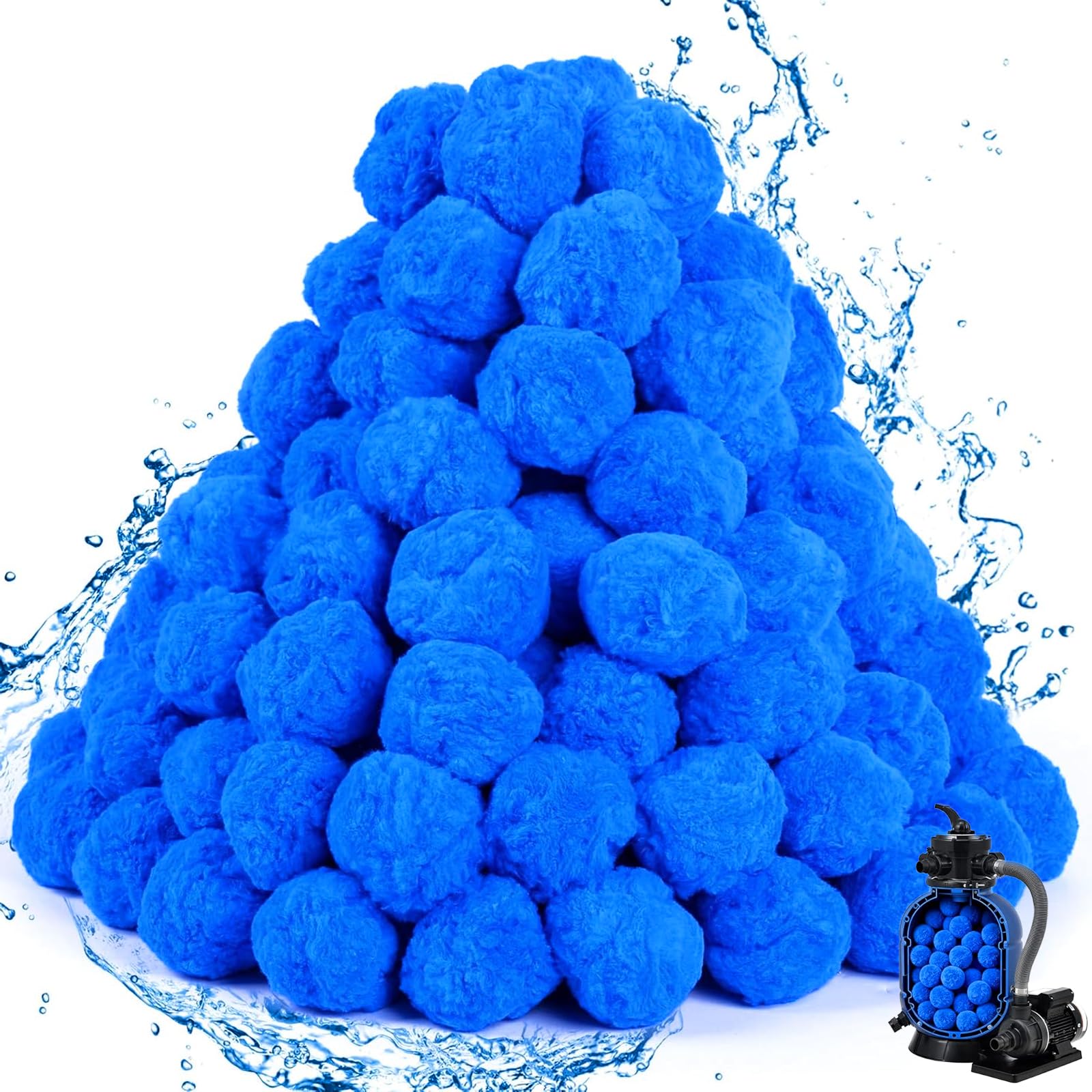 Piłki filtrujące do basenu, filtr do instalacji piaskowej, trwałe kulki filtrujące do filtra piaskowego, basenu, pompy filtrującej (1000 g) (niebieskie)