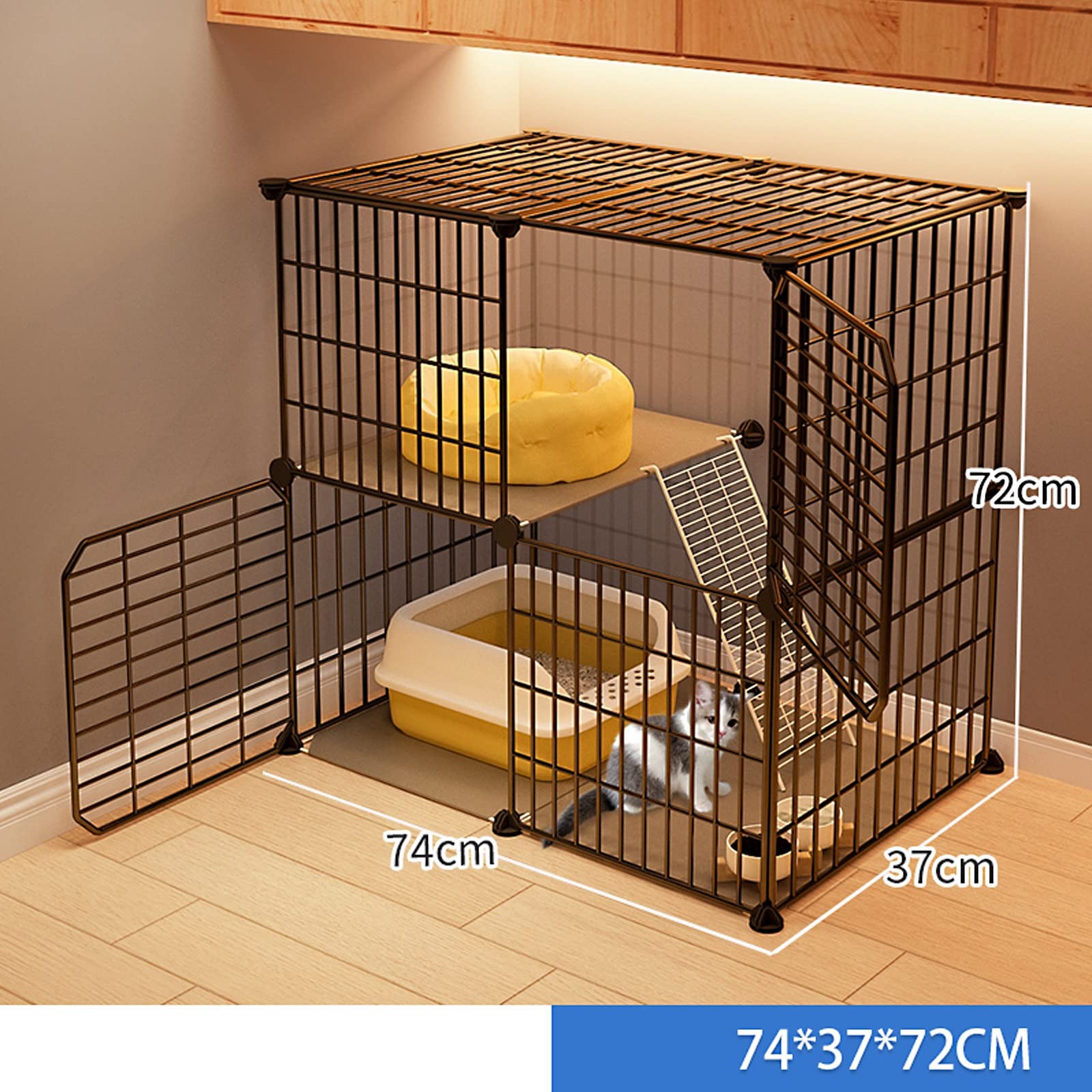 Amazon.co.jp: 猫 ケージ 2段 安い 折りたたみ キャットケージ ワイド