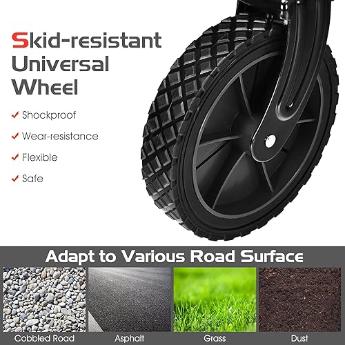 Miniatura 4 de Safstar - Carro plegable de jardín plegable con mango ajustable y ruedas universales, carrito plegable resistente para material agrícola, capacidad