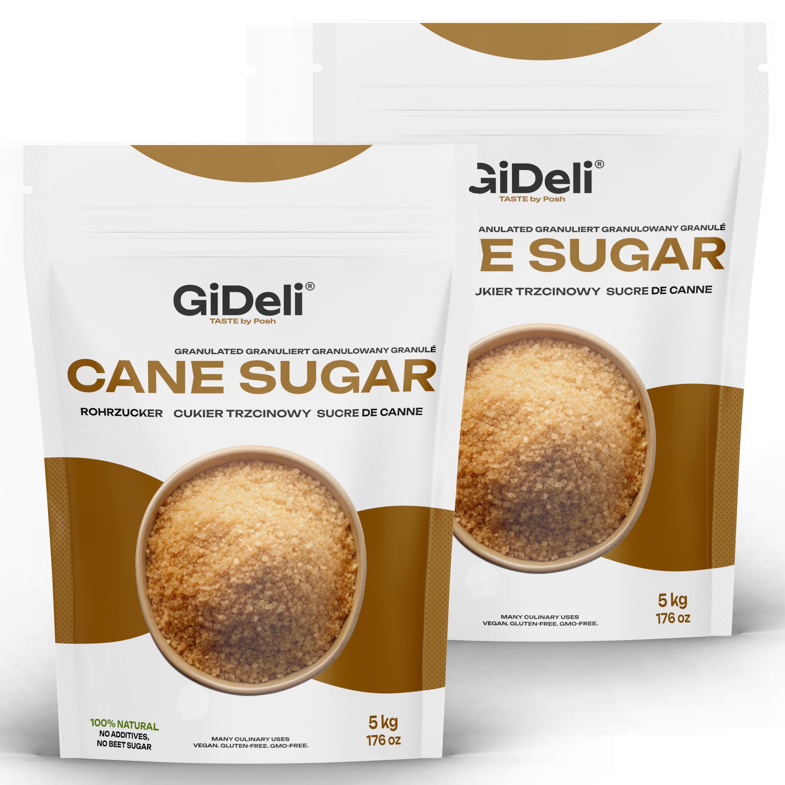 GiDeli 2 x 5 kg de sucre brun non raffiné
