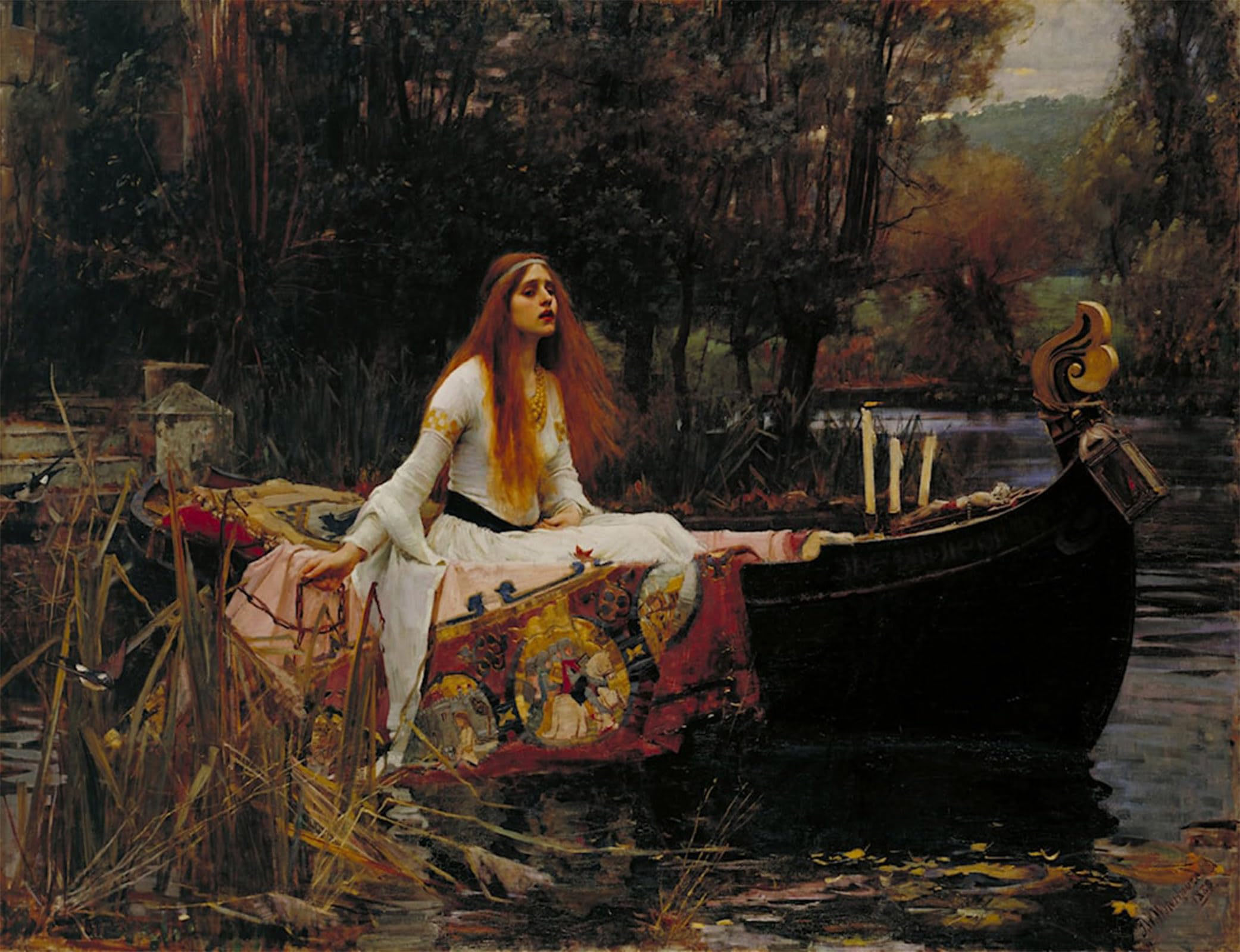 ARTXLXXBN Famous Painting Canvas Artwork Graffiti Print the Lady of Shalott by John William Waterhouse Portrait Canvas Image for Home Decor 60x90cm