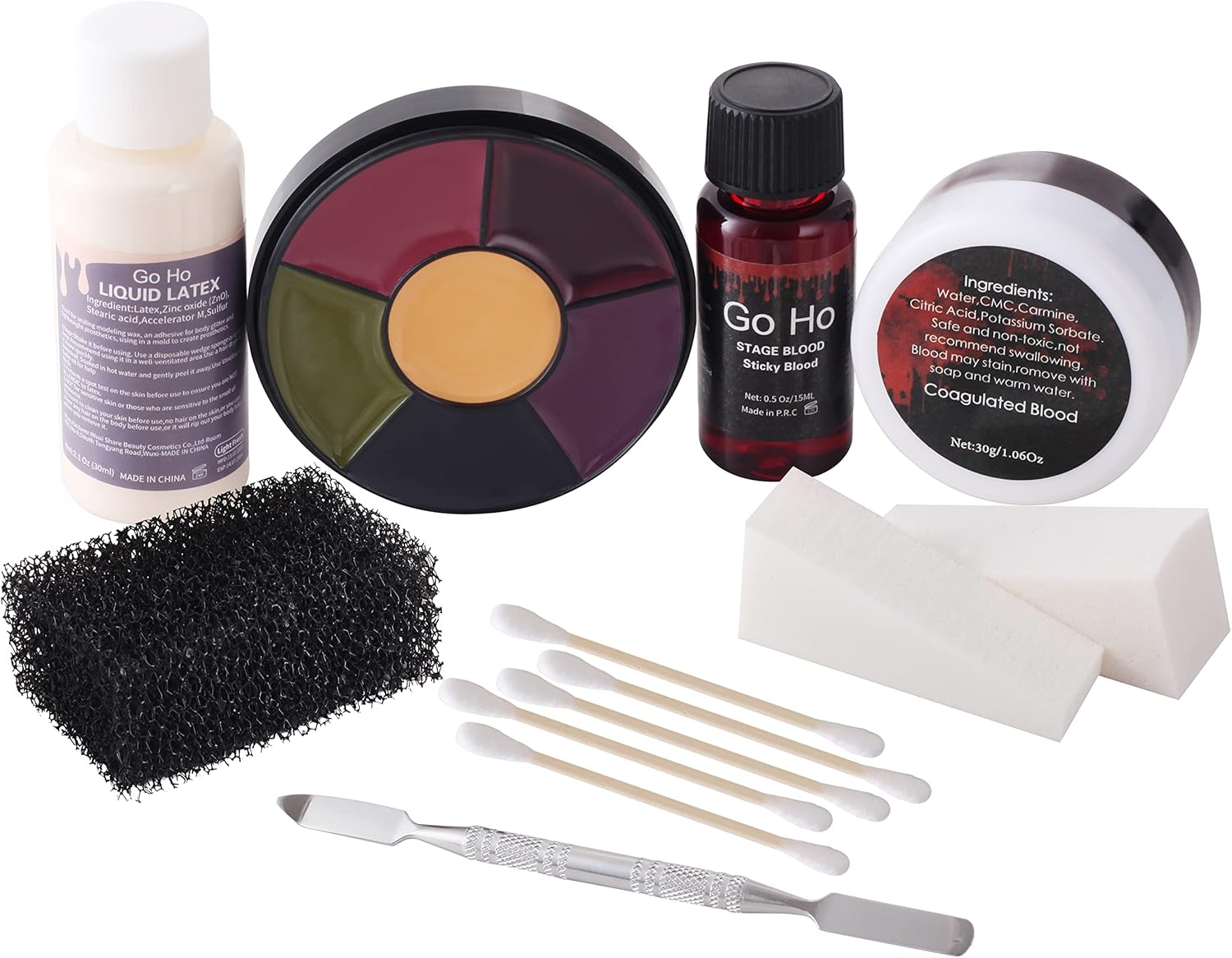 Mysense Liquid Latex SFX Makeup Kit for Fake Scars Wounds Burns With 6