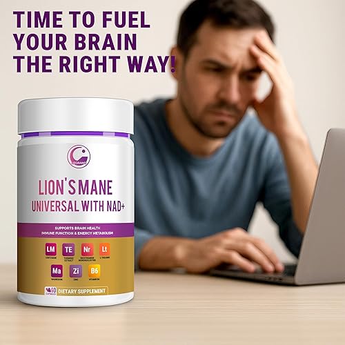 Miniatura 7 de LEGRANO Cápsulas de melena de león y suplemento NAD+ con ribósido de nicotinamida (NR), L-teanina, magnesio, zinc, vitamina B6 y cúrcuma - Fórmula