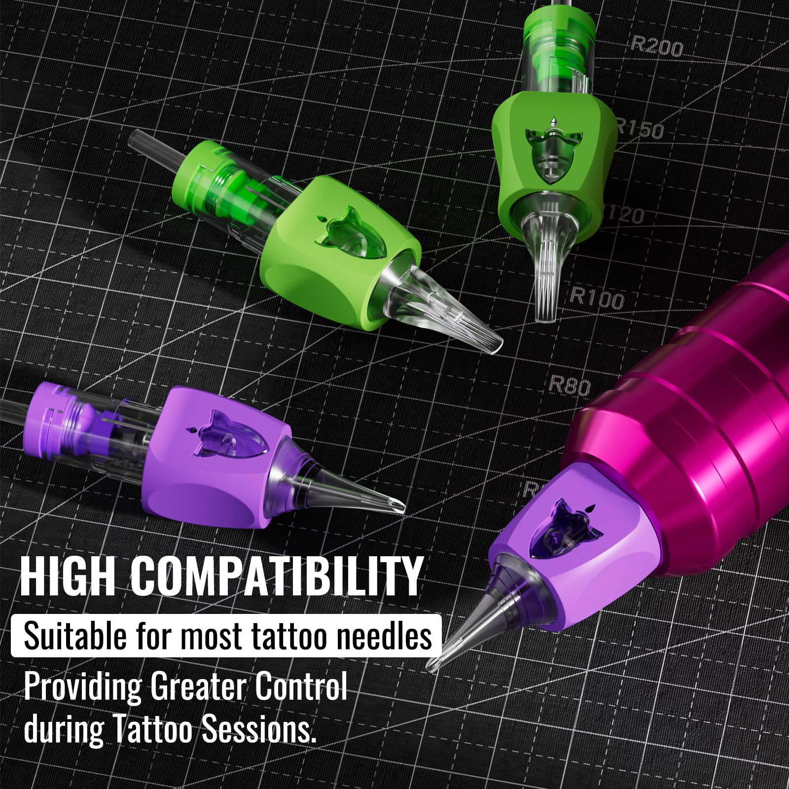 Wormhole Tattoo Kit for Beginners Complete Rotary Tattoo Machine Kit with 11PCS Tattoo Ink 10PCS Cartridge Needles Dual Protection Power Supply Full Accessories, All-in-One Tattoo Supplies WTK104: two pink