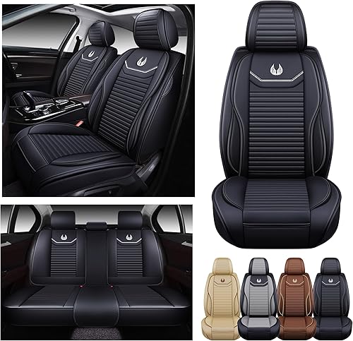 Miniatura 9 de OASIS AUTO Fundas de asiento de automóvil, 2 piezas, protector de cojín de piel de napa de alta calidad, ajuste universal para la mayoría de los