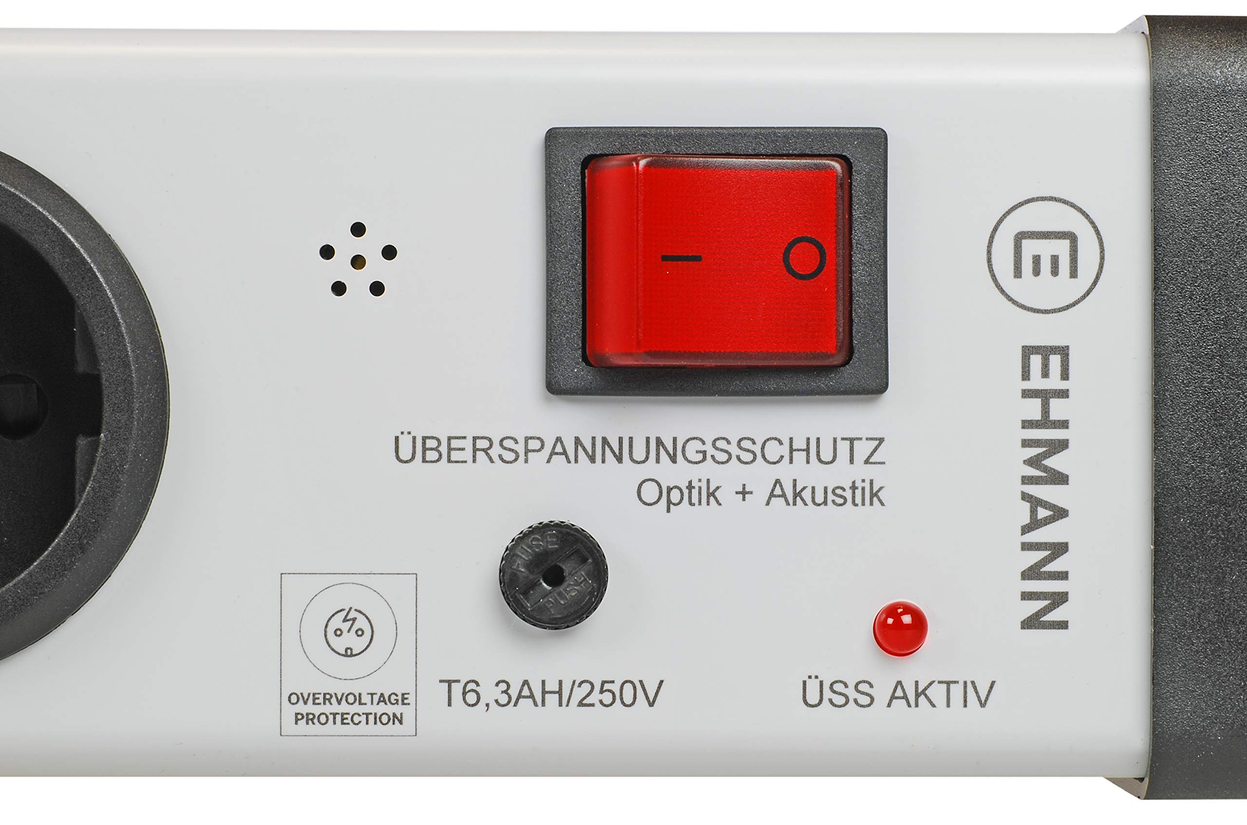 EHMANN 0206x00052301 Multipresa Ciabatta elettrica con protezione da sovratensione, 5 Prese, Cavo da 1,5 m