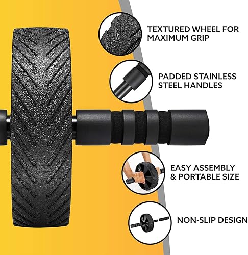 Miniatura 3 de 3DActive - Rueda de rodillo para abdominales con cuerda de salto y estera de rodillas, equipo de ejercicio para gimnasio en casa, entrenamiento de