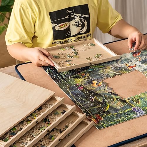 Miniatura 7 de Becko US Bandejas de clasificación de rompecabezas de madera con diseño de cajón, clasificadores, accesorio de rompecabezas para rompecabezas de