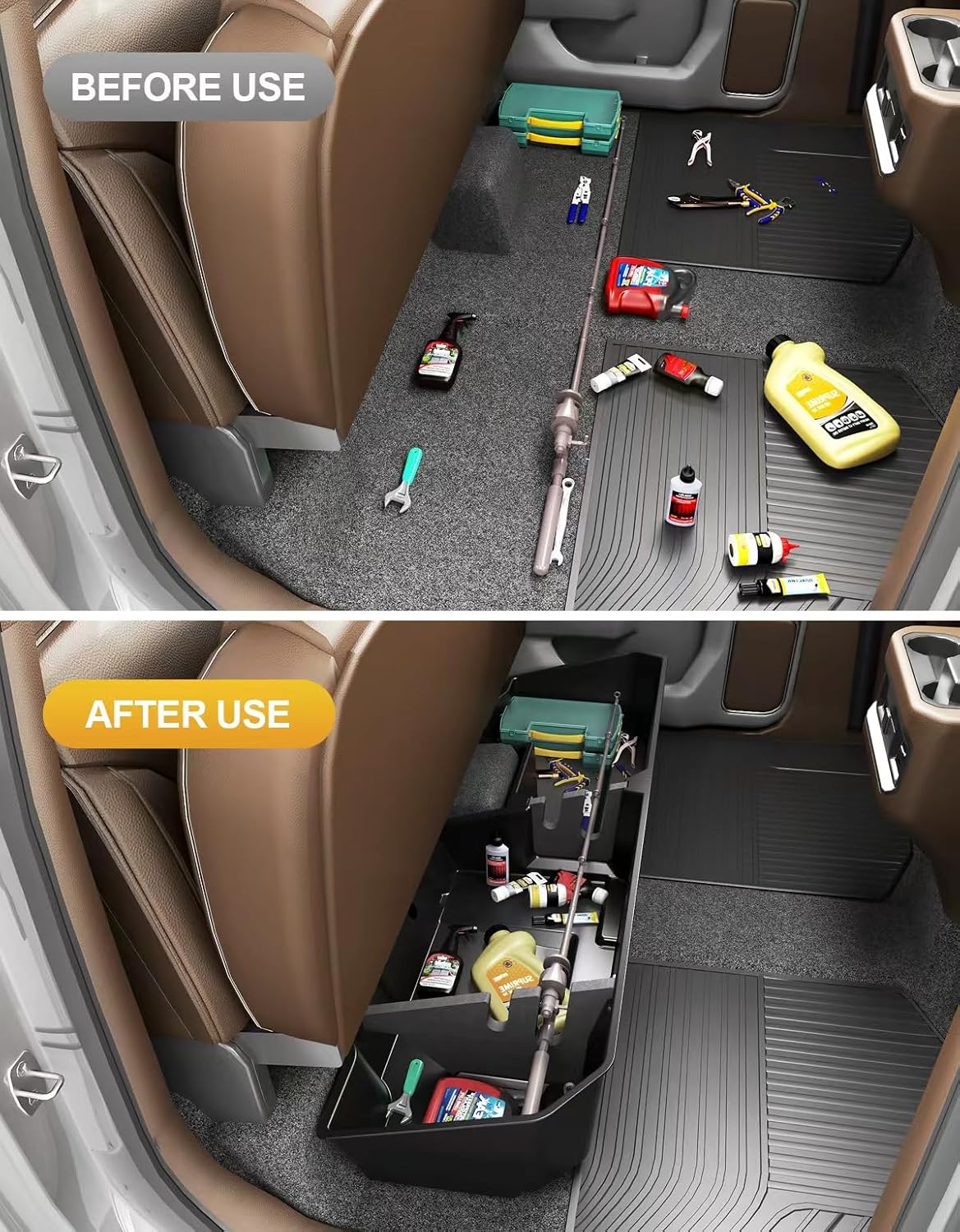 Tuyoung Under Seat Storage Boxes - Compatible with 2019-2026 Chevy Chevrolet Silverado 1500/GMC Sierra 1500, 2020-2026 Silverado/Sierra 2500HD/3500HD | Double & Crew Cab Rear Underseat Organizer Box