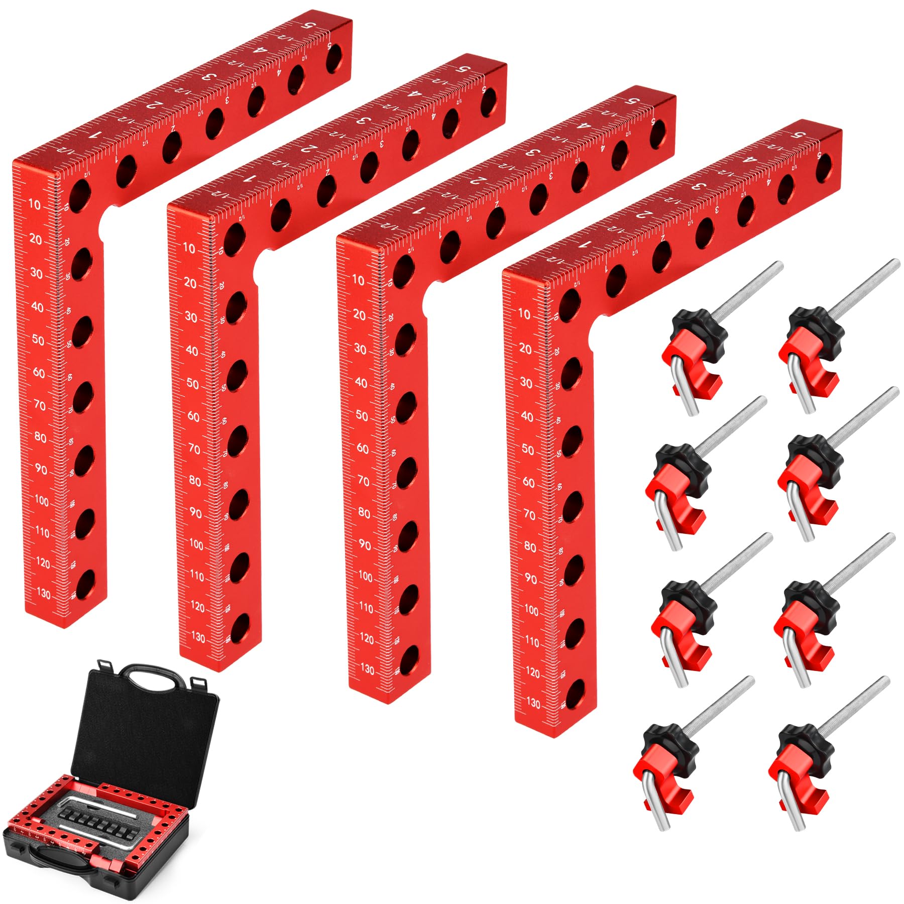 4 Stück 90 Grad Positionierwinkel - 140mm/5,5 Zoll Winkel Klemme aus Aluminiu Winkelspanner 90 Grad Rechtwinkliges Holzbearbeitungswerkzeuge Zimmermannswinkel für Schränke, Schubladen