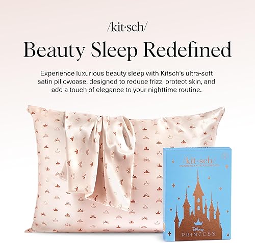 Vista 400 de Kitsch x Elf - Funda de almohada de satén con cremallera de tamaño queen/estándar, para el cabello y la piel, funda más suave que la seda, lavable a