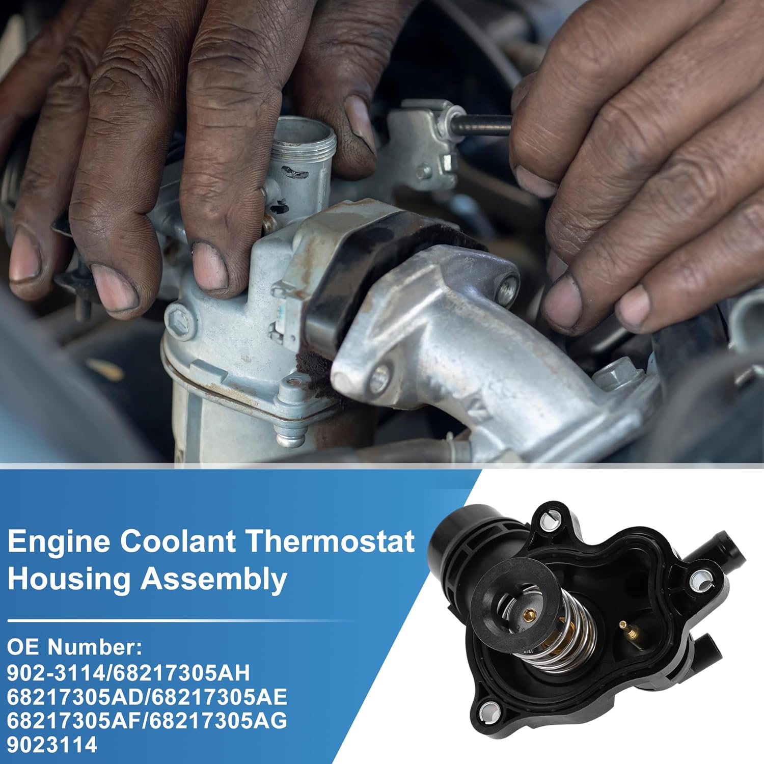 Plastic Engine Coolant Thermostat Housing Assembly for Chrysler Pacifica 3.6L V6 2017-2025 Replace No.902-3114/68217305AH/68217305AD/68217305AE 1 Pc