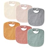 6-Pack Muslin Baby Bibs for Unisex Boys Girls&comma; Cotton Baby Drool Bibs&comma; Drooling and Teething Bibs for Infant