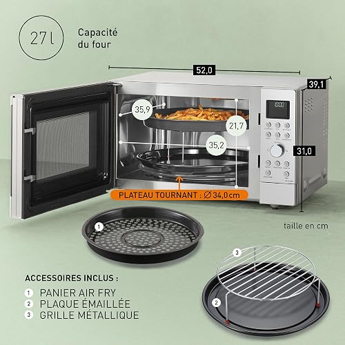 Panasonic NN-CD58RSEPG Friggitrice ad Aria e Forno a Microonde Combinato 4in1 da 27 L, Inverter da 1000W, Grill da 1300W, Convezione, Airfryer, 19 Programmi Automatici, Manopola, Acciaio Inossidabile - 6