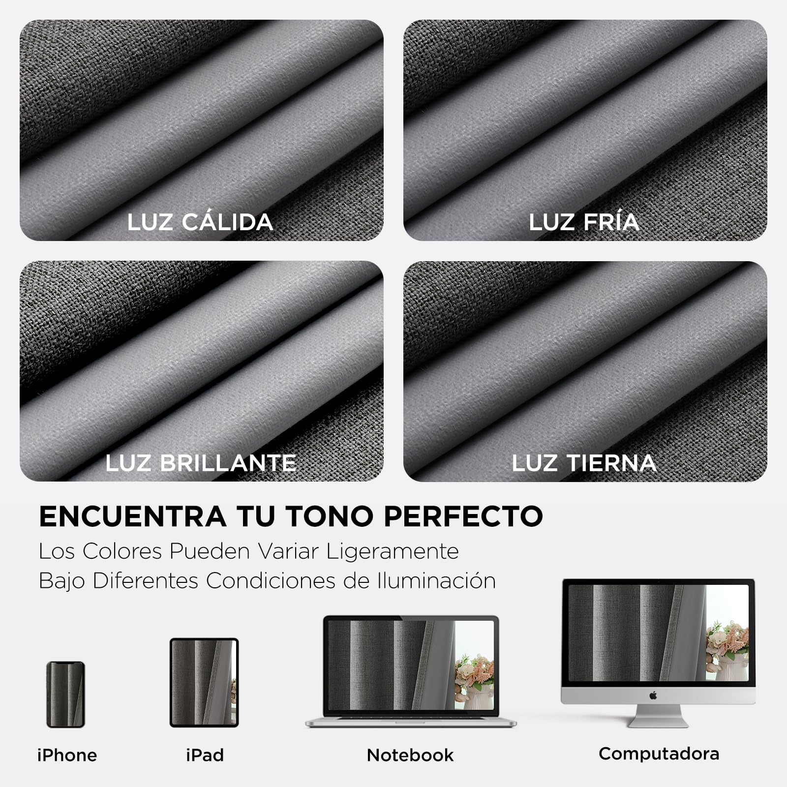 Joydeco 100% Cortinas Opacas 2 Piezas, Lino Cortinas Dormitorio con Ojales Anti Luz Cortina Termica Aislantes Frio y Calor para Salon(Gris, 2x140x175cm)