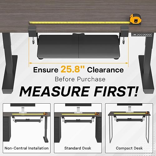 Miniatura 4 de BONTEC KMT01 - Bandeja para teclado debajo del escritorio, extraíble con abrazadera en C, plataforma para teclado y ratón con cajón deslizable