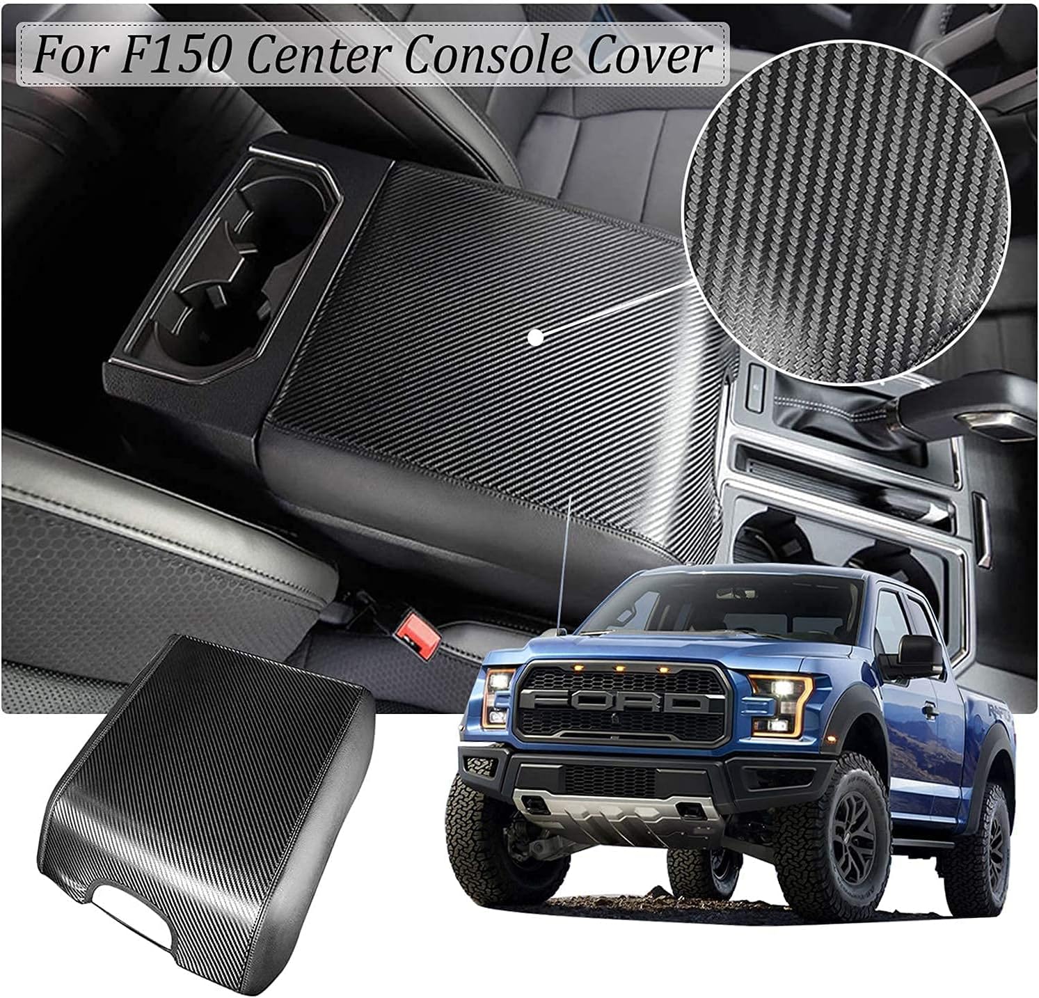 Center Console Armrest Leather Synthetic Cover For Ford F150 - Foto 9