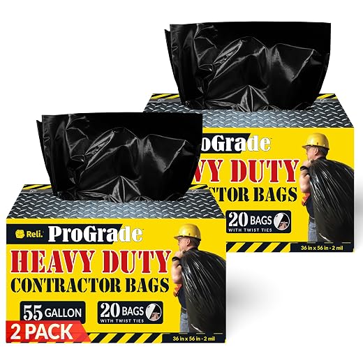 Reli. Contractor Garbage Bags 55 Gallon | Heavy Duty
