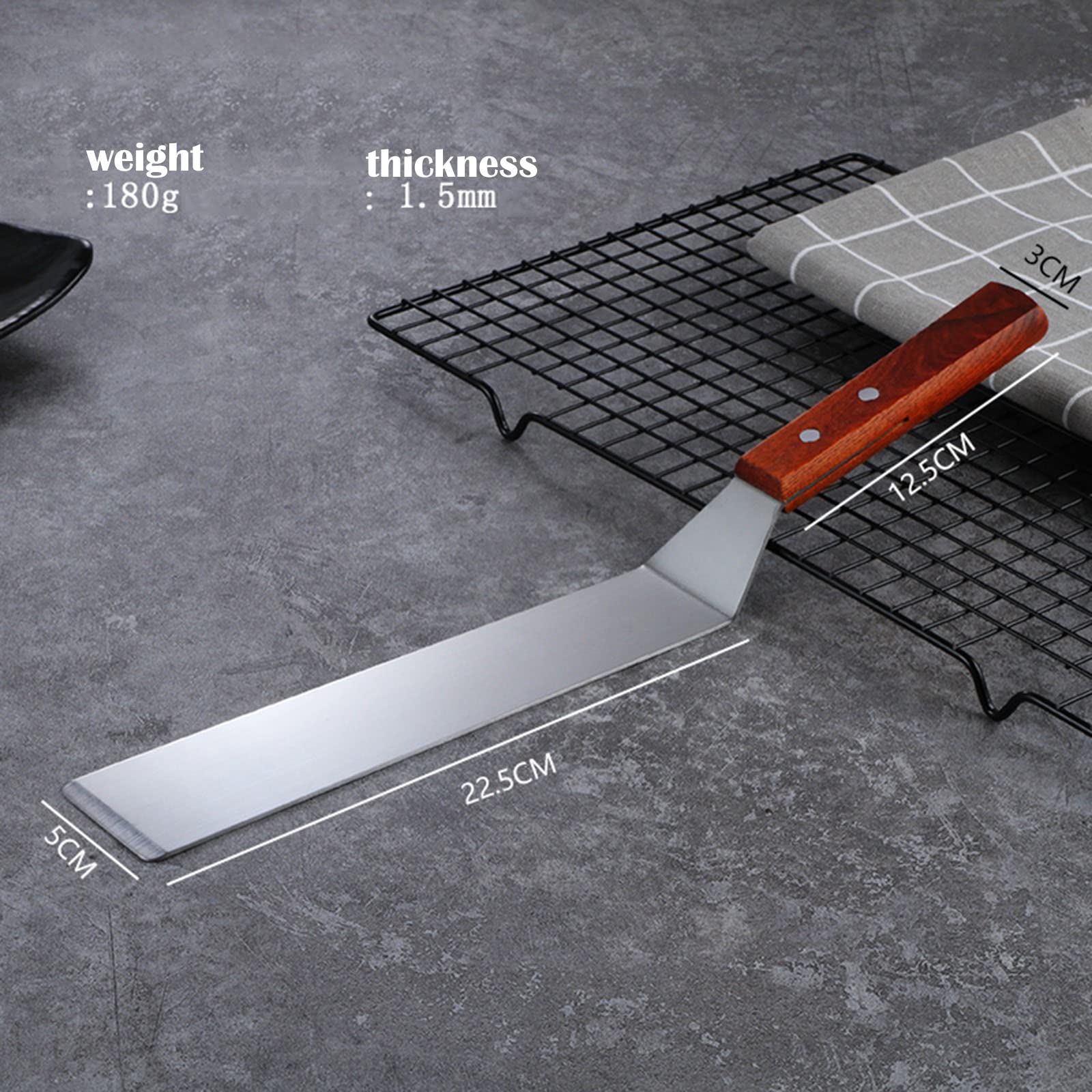 Décoction Sac Pelle Plaque De Fer Gravure en Acier Inoxydable Pelle À Frire Cuisson Pelle Pelle Pizza Pelle Outil (5 * 35CM)