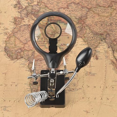 Miniatura 4 de Dandelion Estación de soldadura con lupa de luz LED de 2.5 x 7.5 x 10X, lámpara de escritorio de aumento que ayuda a reparar la mano, pinza de