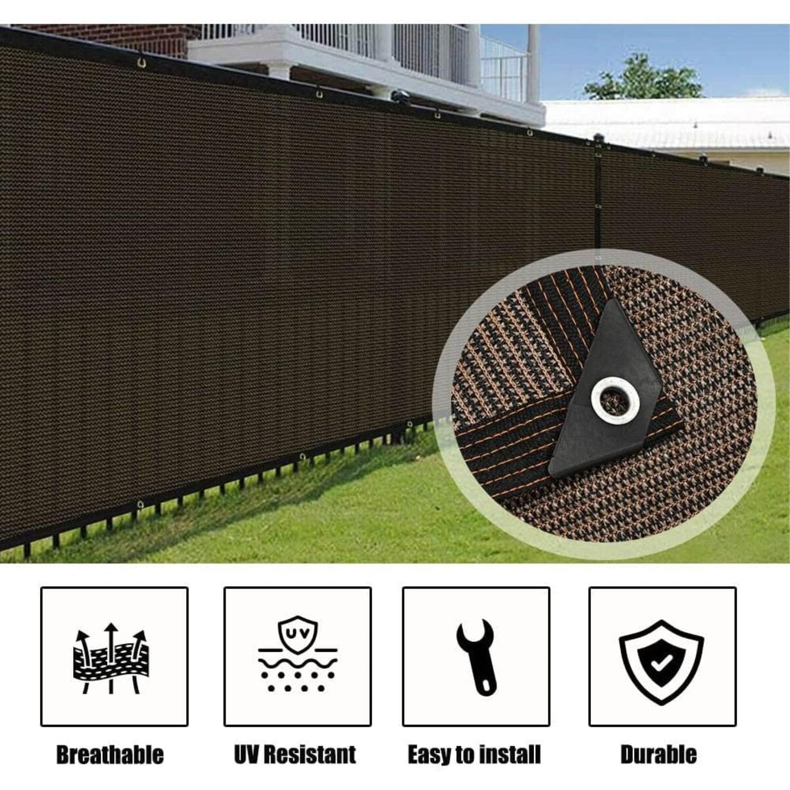 Tela de protección UV de alta calidad, 90 % de protección solar, red de jardín con ojales para pérgola, patio y plantas al aire libre, tela resistente (8 m x 8 m)