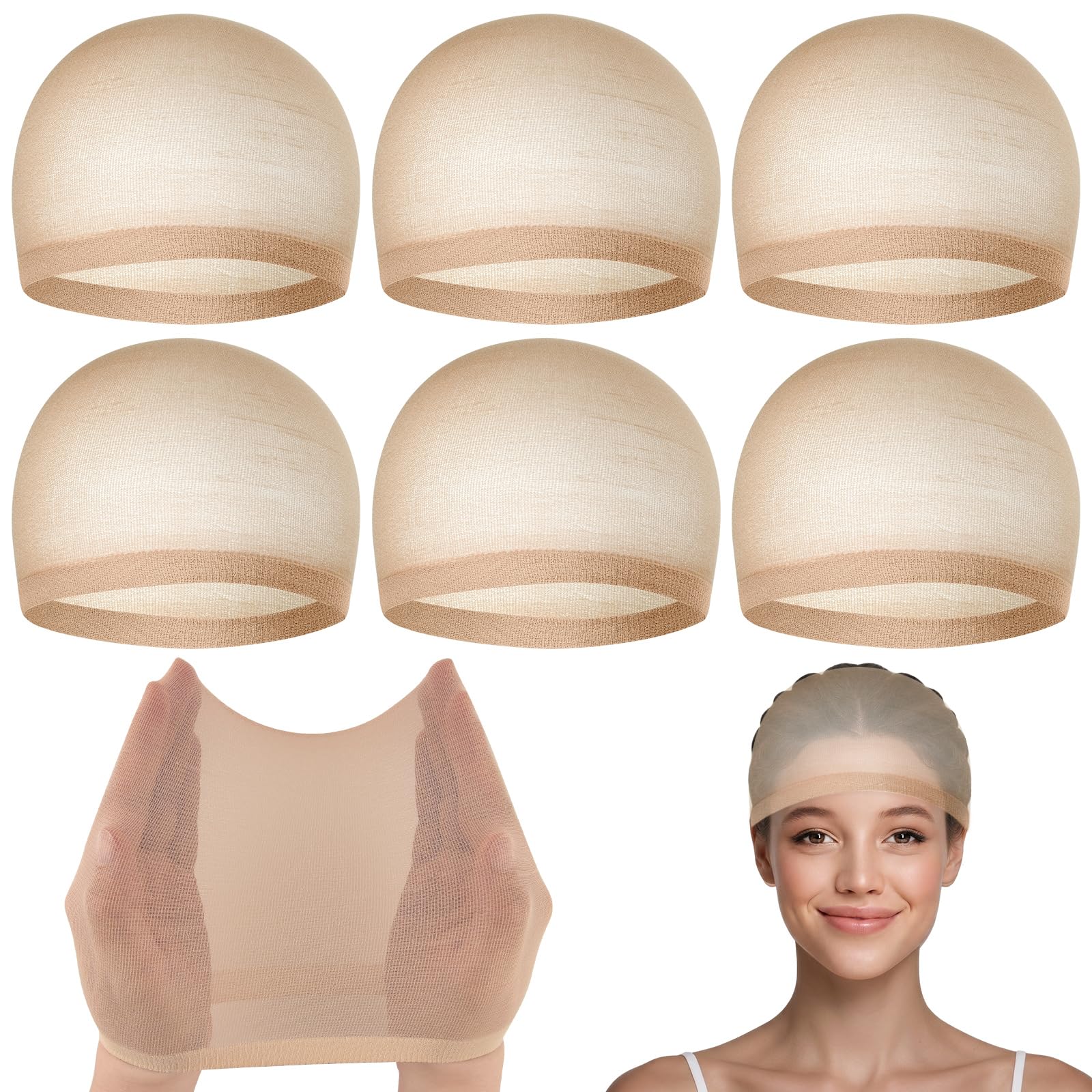 Photo 1 of PLULON 6 Pcs Wig Cap for Women, Mesh Stocking Wig Caps Net Closed End Hair Mesh Net Liner Ultra-thin Invisible for Women Men Cosplay Show Halloween Bachelorette Party Music Festivals Daily Life