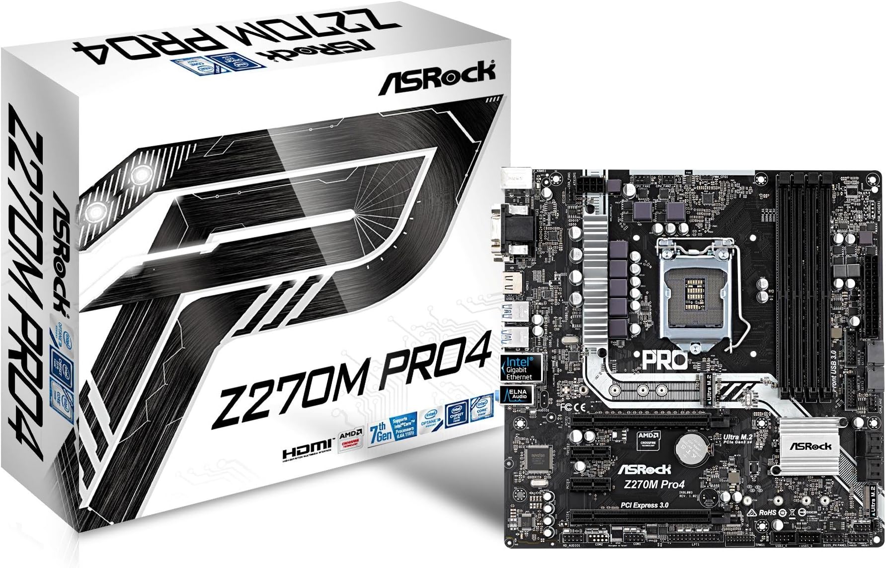 Asrock Z270M PRO4 S1151 mATX Intel Z270 DDR4 Elegant Motherboard - Black