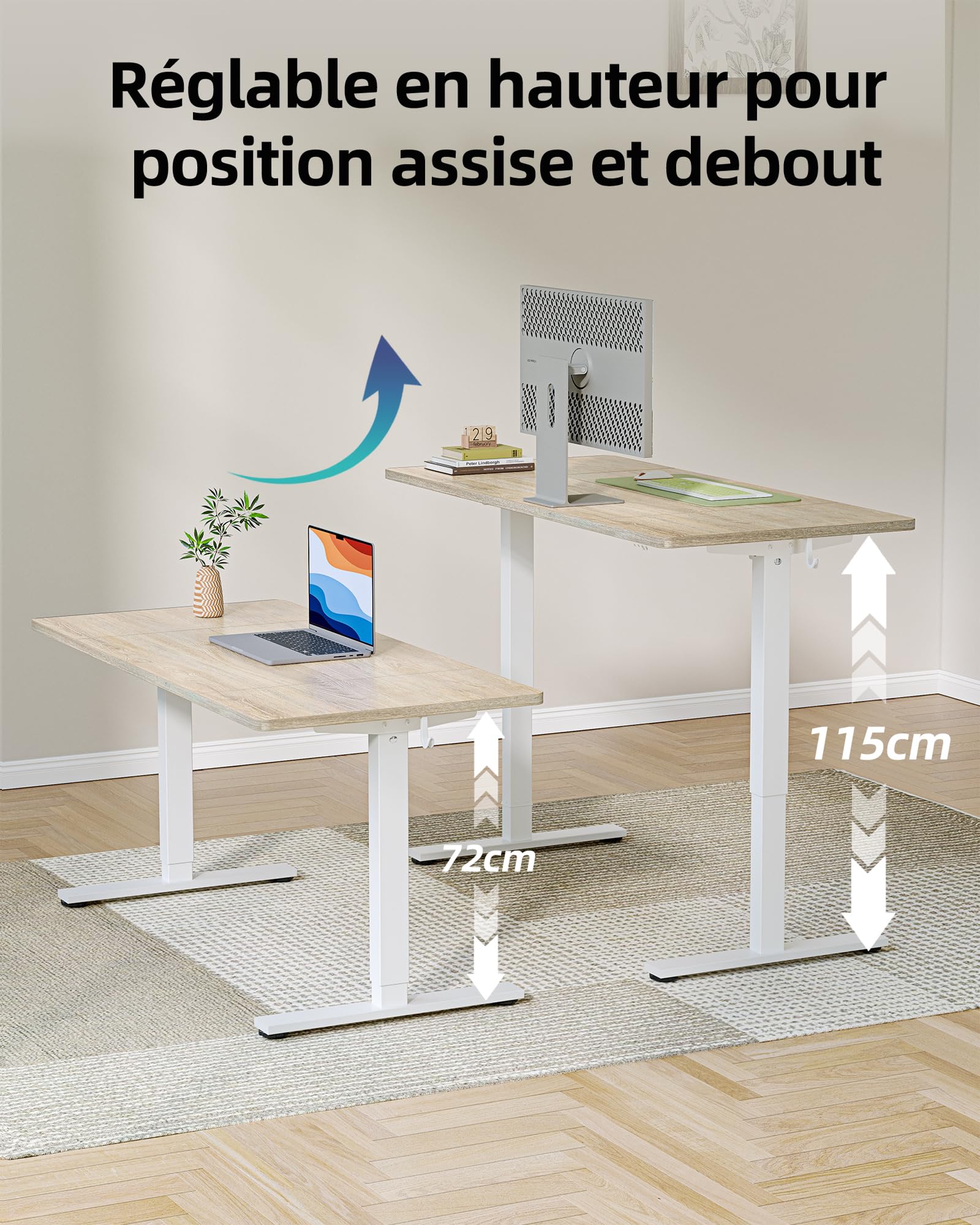 Scrivania Elettrica Regolabile BEXEVUE - Standing Desk 100x60cm Con Memoria E Anticollisione - Foto 8