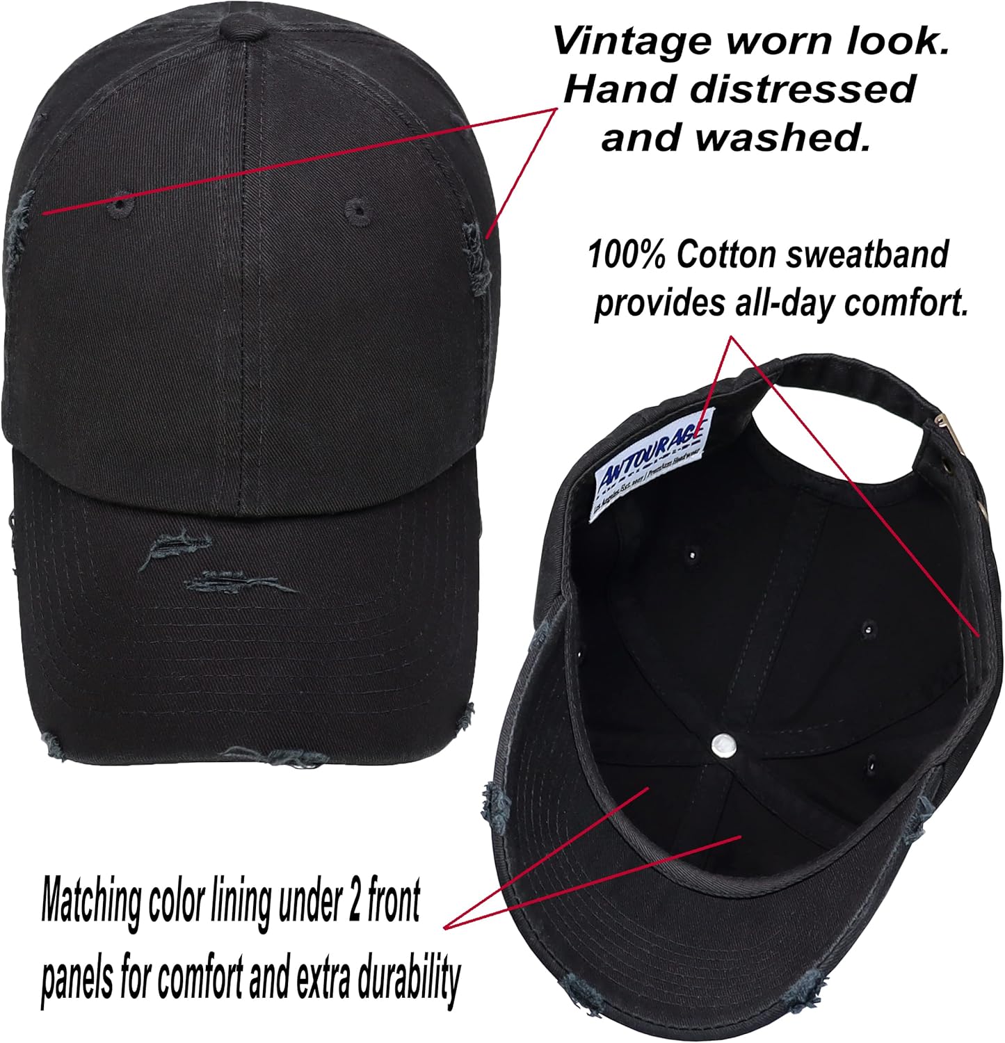 Antourage Unisex Vintage Hat for Men Women Distressed Baseball Cap Dad Hats Unconstructed Adjustable Washed Mens Plain Caps - Image 5