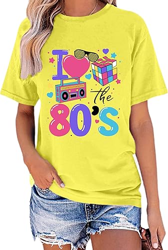 Miniatura 3 de 80's Shirts for Women 80s Neon Music Graphic T-Shirt Hip Hop 80S Party Outfits Girls I Love The 80's T-Shirt