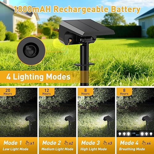Miniatura 3 de Focos solares para exteriores, impermeables, IP65, 8 paquetes100 LED4 modos 2 en 1, focos solares de paisaje, luces de inundación con encendido y