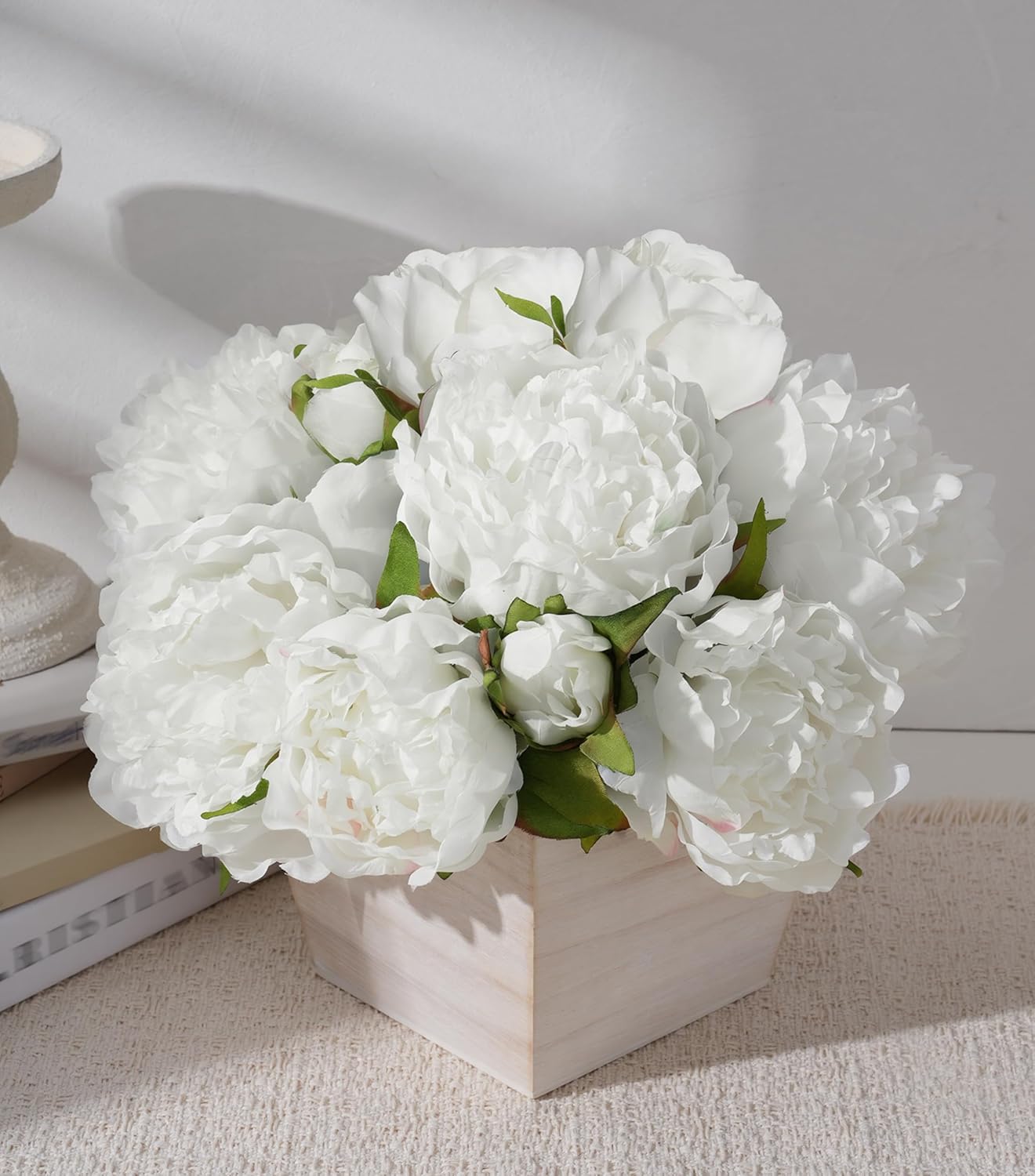 Top 5 Best Artificial Flower Arrangements with Vases for Home Decor in 2026 - PlantNative.org FancyPlus 12Pcs Artificial Peonies with Wooden Vase