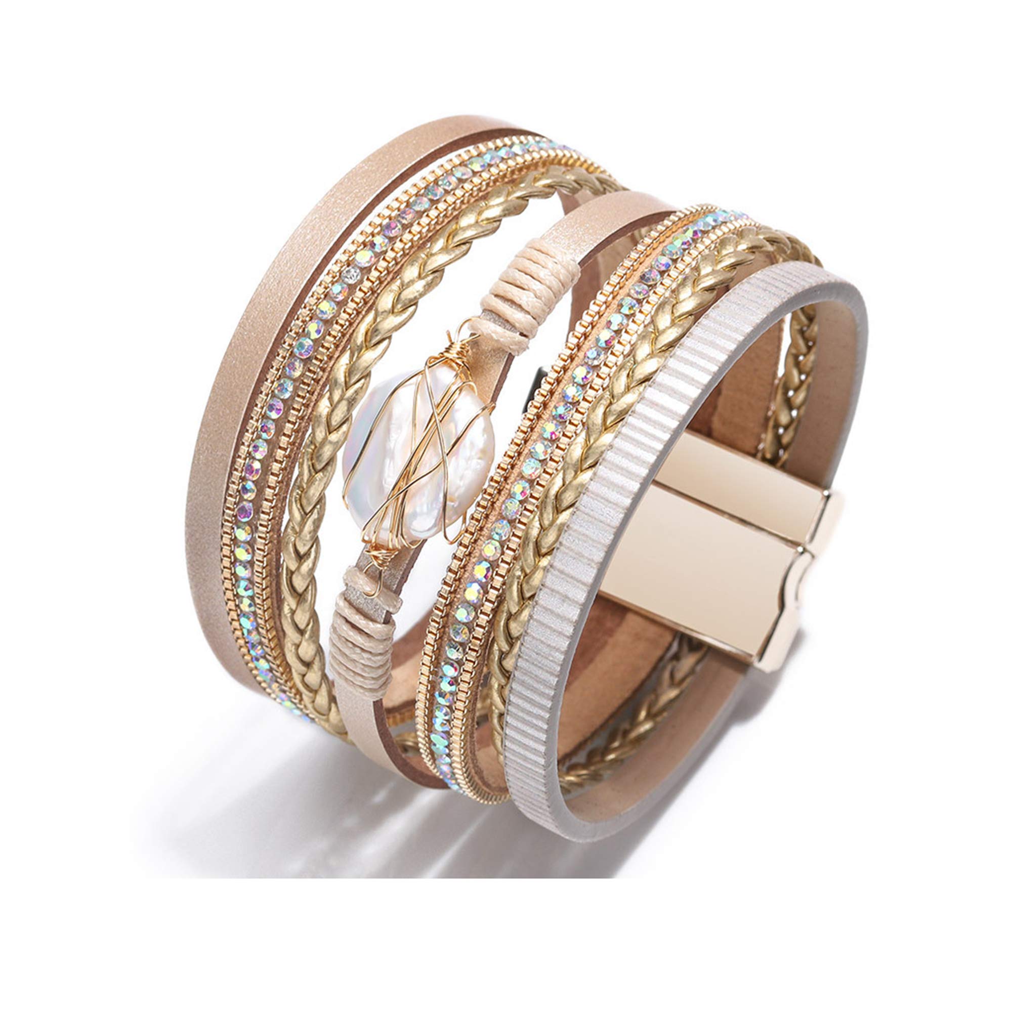 EunWowLeather multilayer bracelet Ladies bracelet women closure