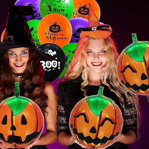 Miniatura 215 de Globos de aluminio de Halloween, globos de cumpleaños de Halloween, número 1, araña, momia, calabaza, murciélago, fantasma, globos para decoración