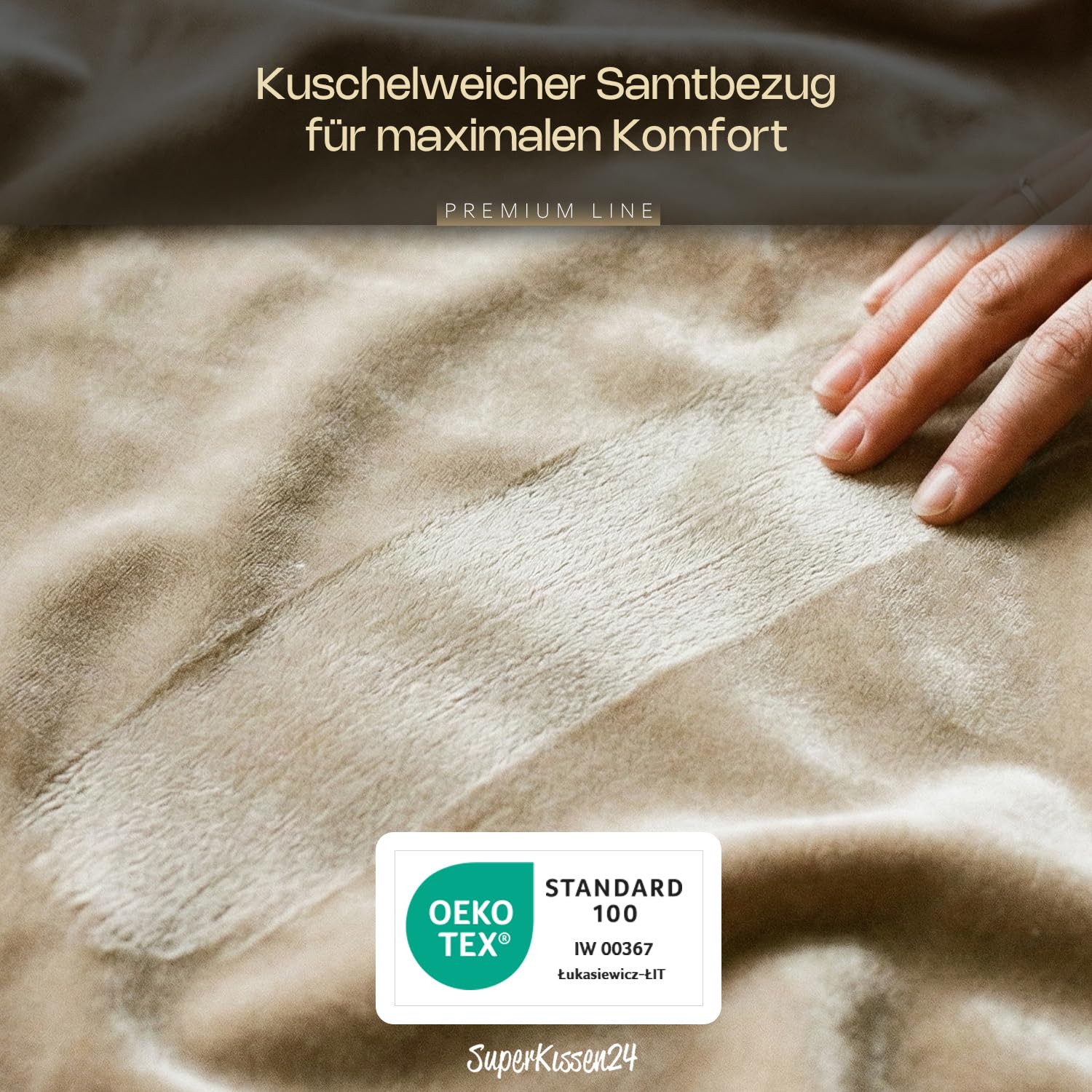 SuperKissen24. Kissen für Hängesessel, Hängestuhl - Runde Sitzkissen mit Silikonfaser - Kissen für Hängeschaukel aus Samtstoff - Hängesitz - Indoor & Outdoor - Dekokissen für Allergiker - Beige