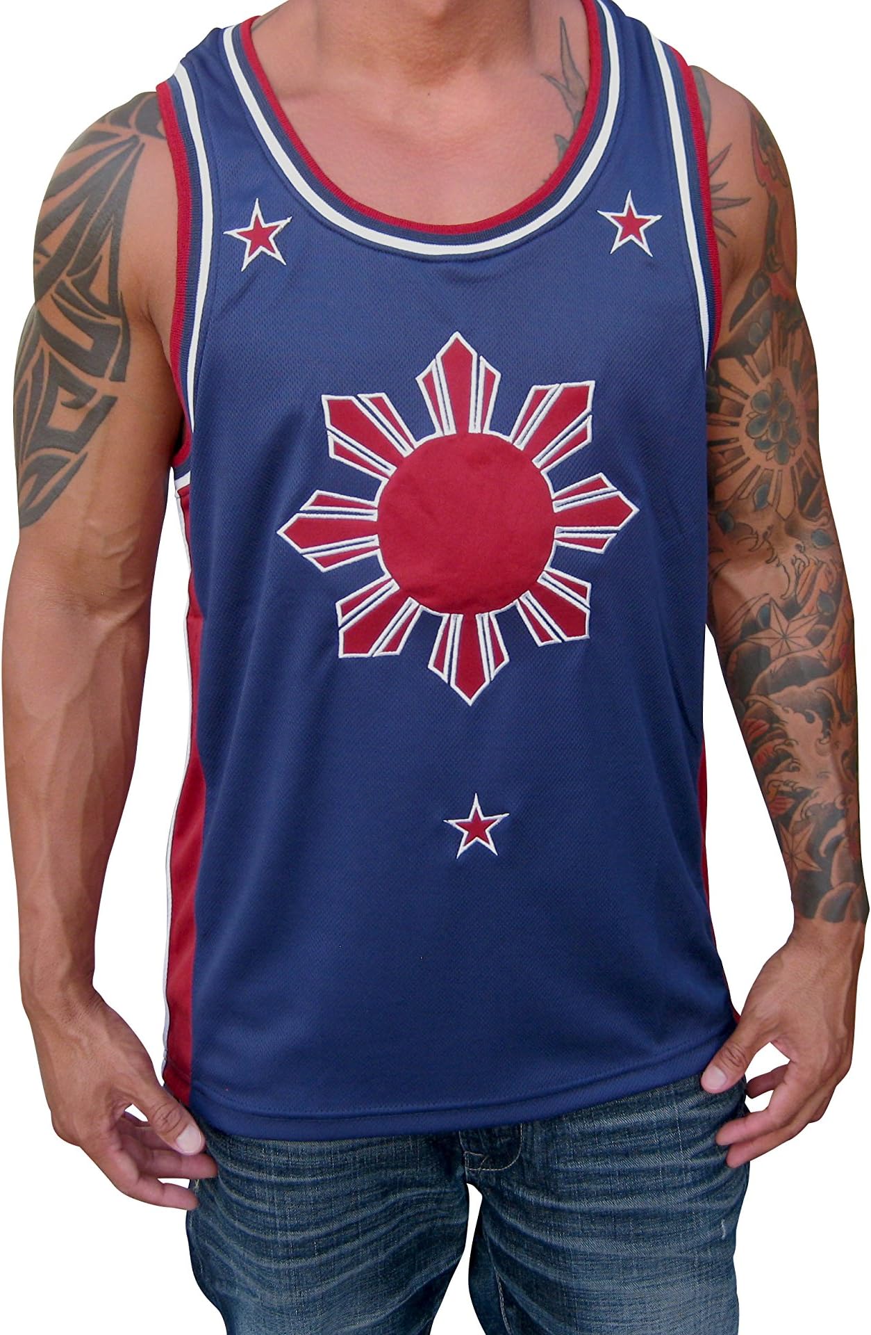 Soldier TanksBlue Red Filipino Basketball Jersey Tank Top Philippines Pinoy Pride