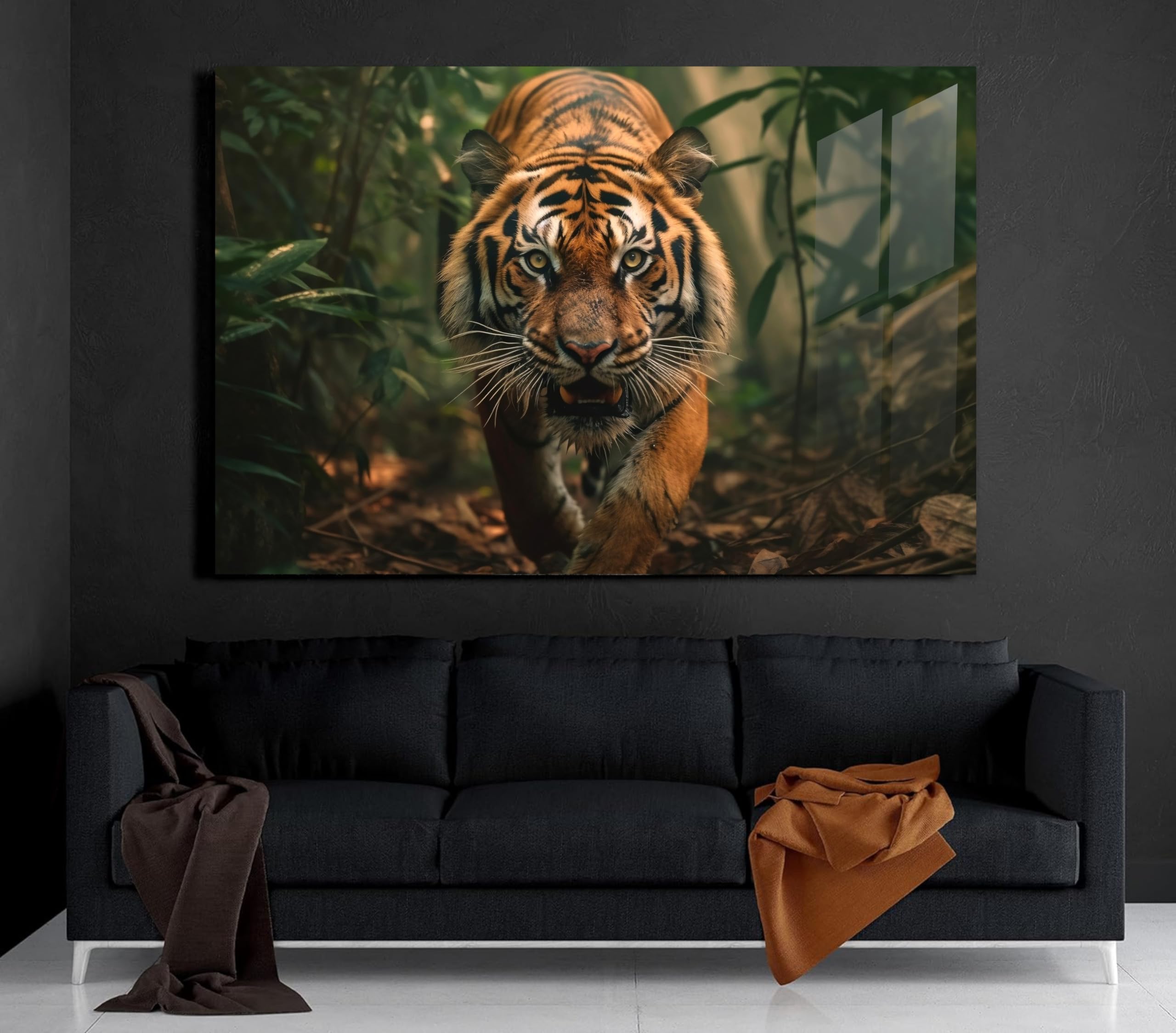 Manschin-Laserdesign Premium Wandbild aus Acrylglas oder Aluminiumverbund - KEIN LEINWANDBILD - modern Wandbilder XXL Wanddekoration Design Wand Bild Abstrakt (Tiger 02, Acrylglas 120x80cm)