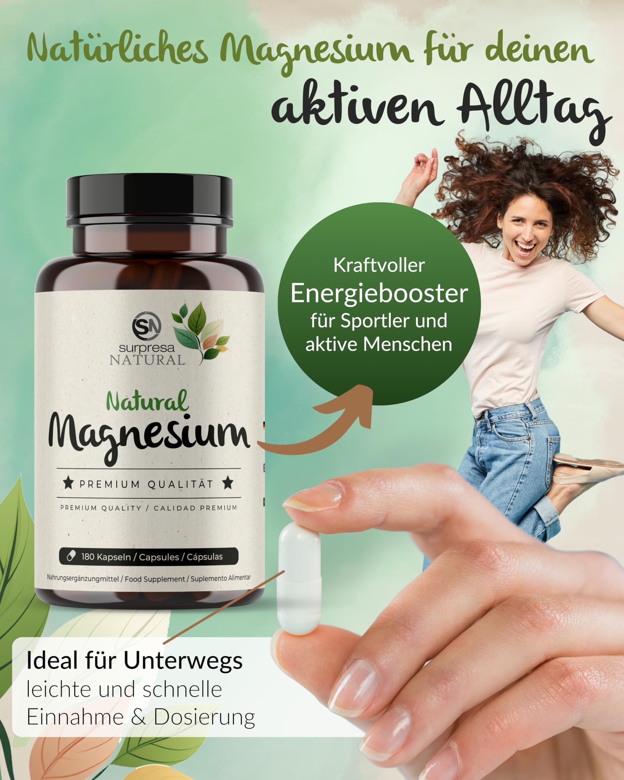 Magnesium Kapseln hochdosiert I 3x 180 Kapseln I 700mg Mg. Hydroxid aus Meerwasser I 224mg elementares Magnesium pro Kapsel I Nahrungsergänzungsmittel vegan & laborgeprüft