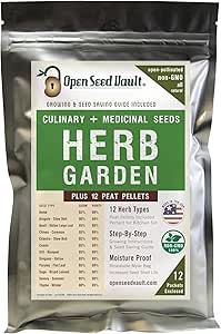 (12) Variety Pack Herb Garden Seeds | Basil, Cilantro, Parsley &amp; More | ~4,000 Non GMO Heirloom Seeds | Survival Food for Survival Kits Gardening Gifts &amp; Emergency Supplies by Open Seed Vault