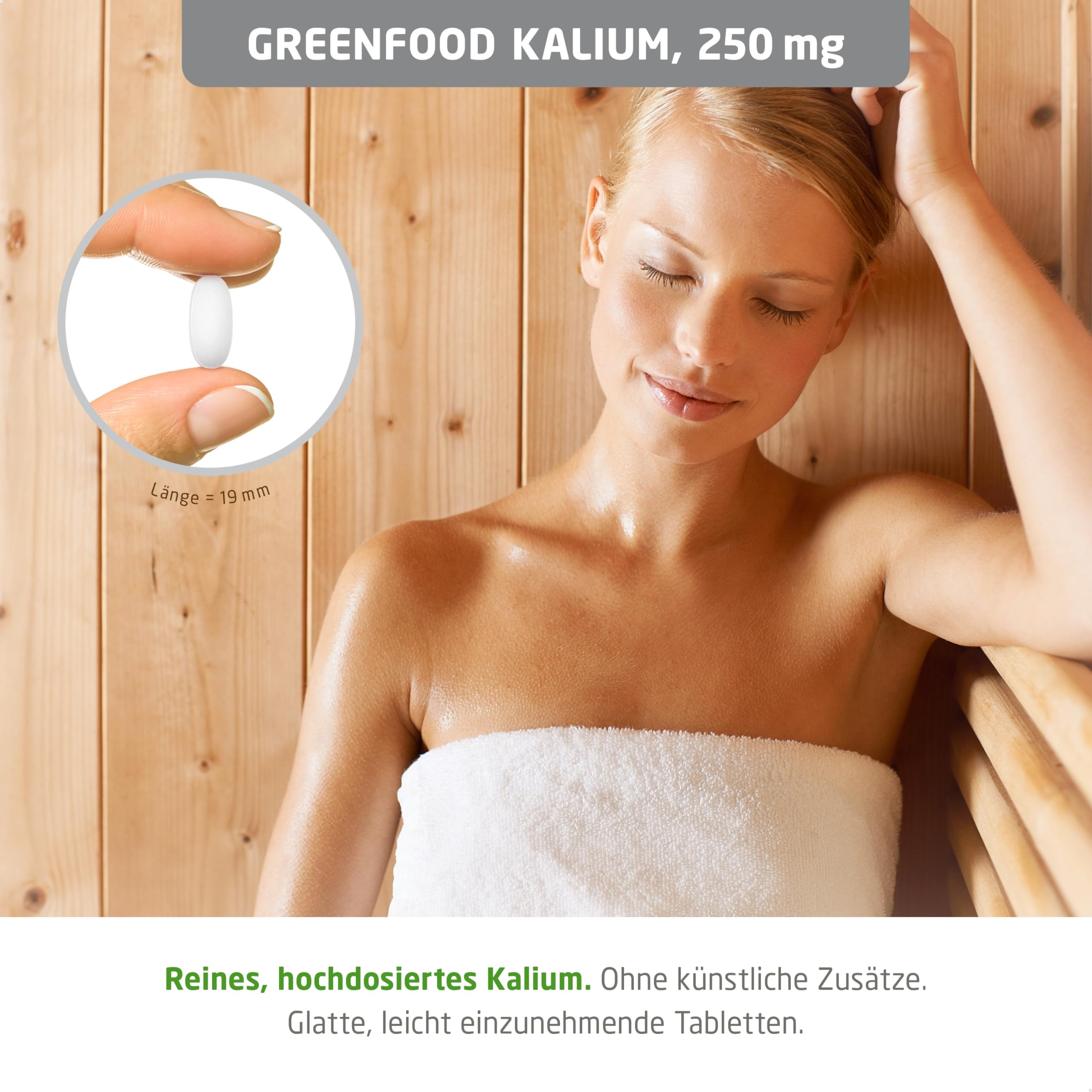 Kalium, hochdosiert, 250mg - 360 Tabletten, vegan. Hochwertiges Kaliumcitrat - wichtig für Nervensystem, Muskelfunktion & Blutdruck. OHNE künstliche Zusätze - laborgeprüft. Von Greenfood.