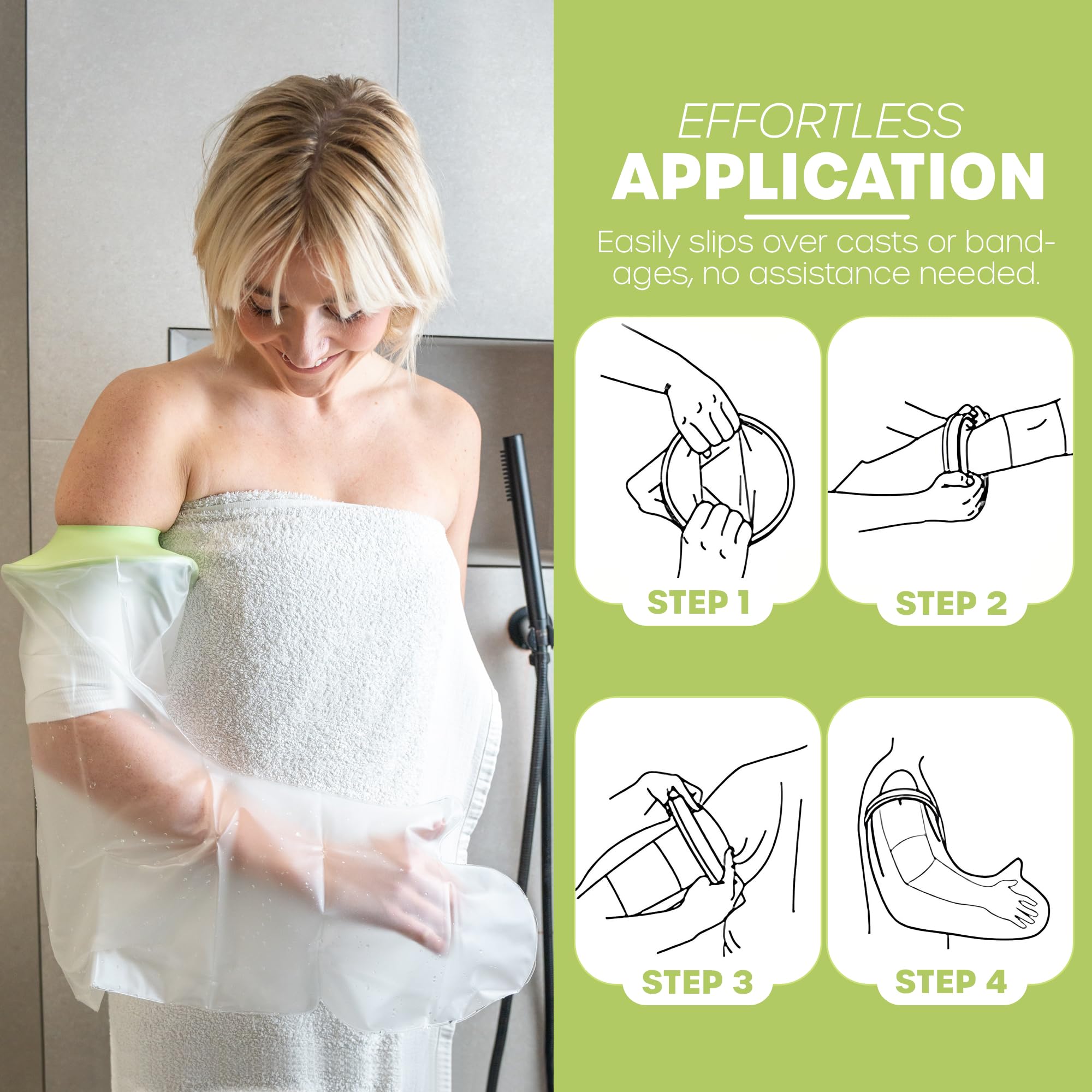 CASTGUARD Premium Silicone Waterproof Shower & Bath Protector (Adult Long Arm) - Image 2