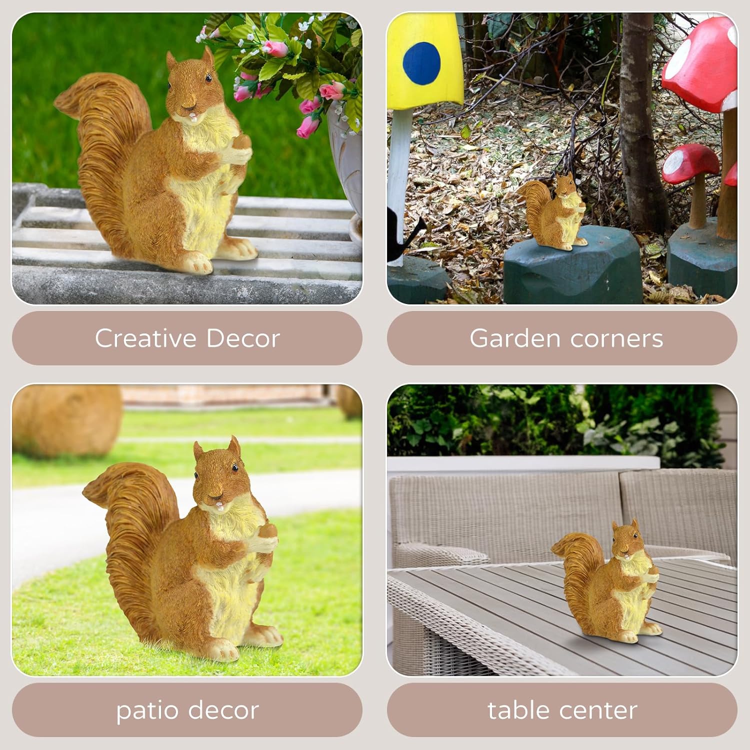 Brown Squirrel Statue with Acorn – Hand-Painted Polyresin Garden Figurine for Lawn & Patio – Small Nature-Inspired Outdoor Décor - Image 3