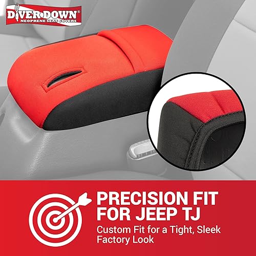Miniatura 2 de Diver Down Funda de neopreno para consola central  Se adapta a Jeep 1997-2006 TJ Wrangler  Funda acolchada para reposabrazos  No te quema el codo