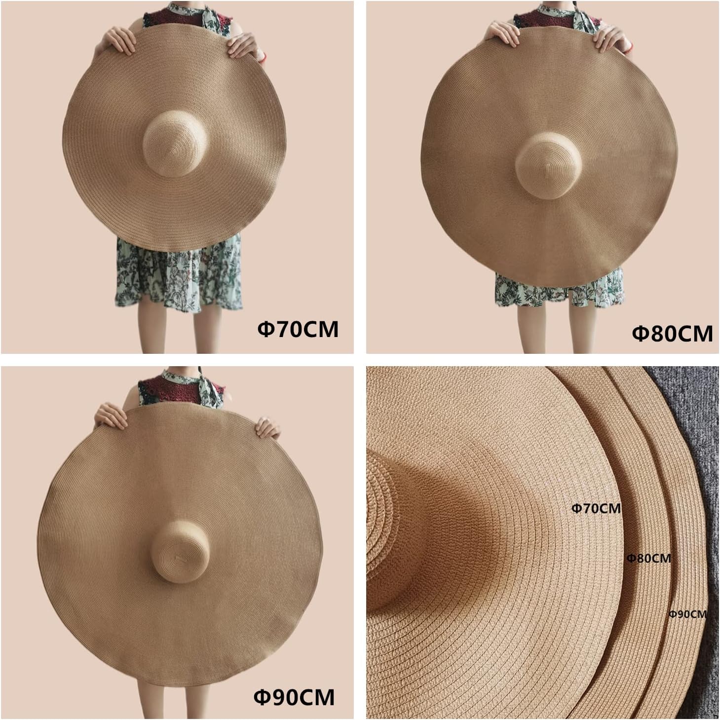 Oversized Beach Straw Hats for Women Floppy, Extra Large Sun Visor Hat Wide Brim Summer Roll Up Big Beach Hat Women Foldable - Image 5