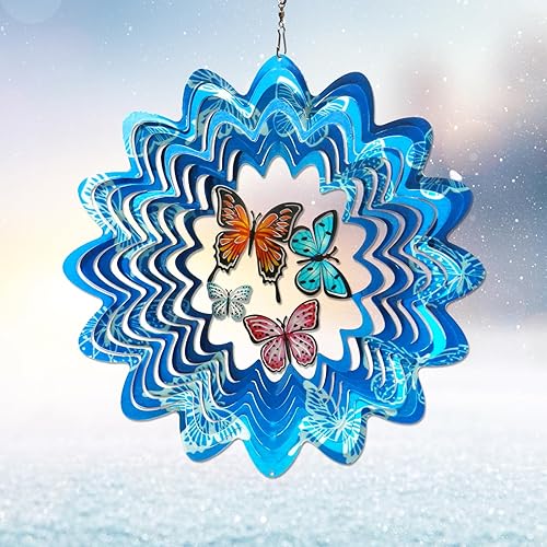 Miniatura 1 de Eiryhope Escultura de jardín de acero inoxidable 3D con diseño de mandala de 12 pulgadas, diseño de mandala, ideal para regalo, cortada con láser,