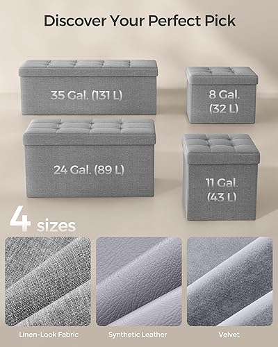 Miniatura 6 de SONGMICS Colección Mazie - Otomano pequeño plegable con almacenamiento, reposapiés, 12.2 x 16.1 x 12.2 pulgadas, capacidad de carga de 286 lb, para