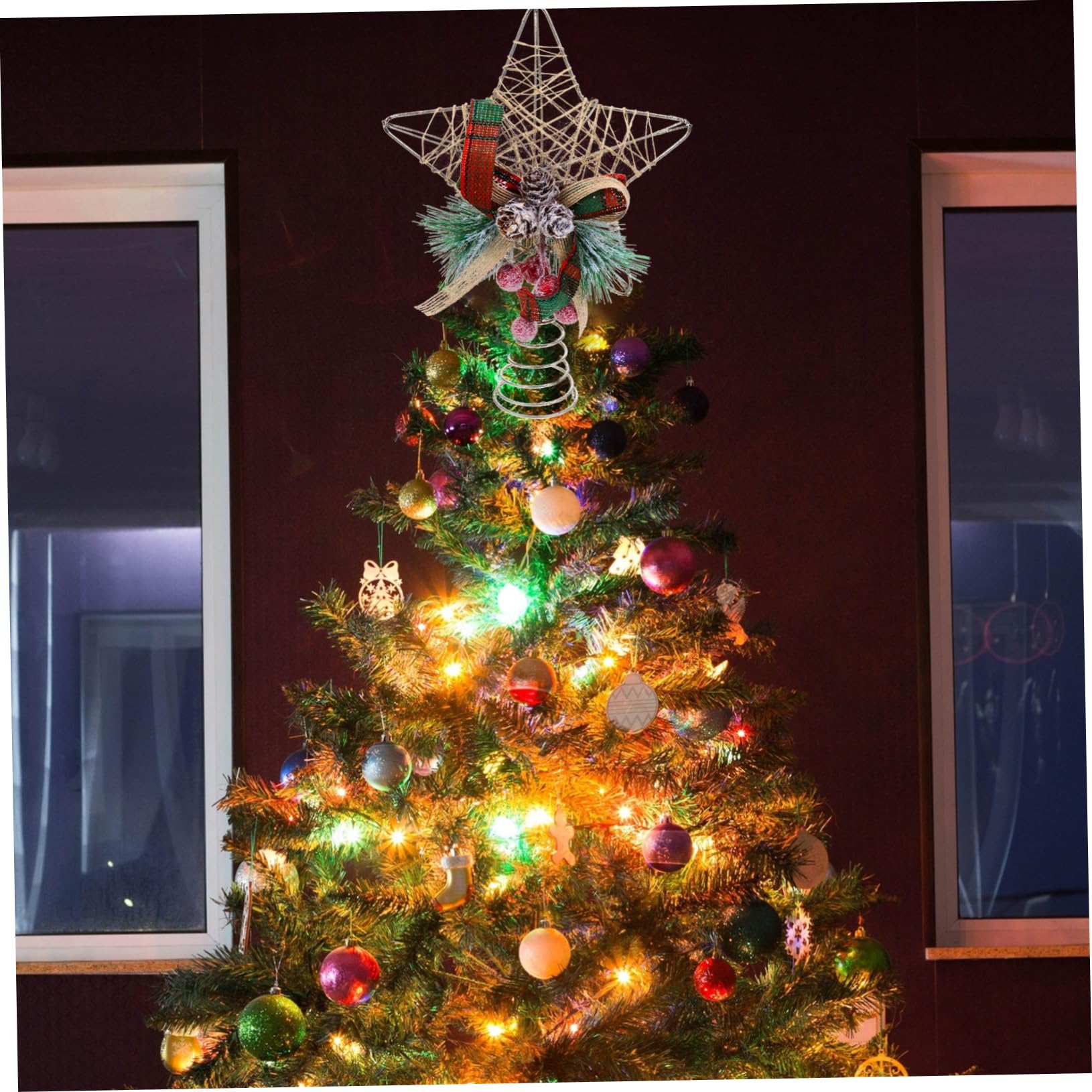 PRETYZOOM 3 Piezas Estrella Superior del árbol de Navidad Pan de Jengibre neón Día Festivo Decoraciones país Exterior Colgantes navideños Xmas Tree Adorno Festivo de Navidad Planchar