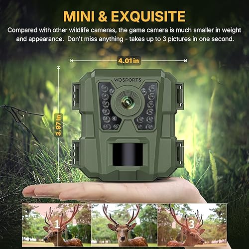 Miniatura 3 de WOSPORTS Mini Trail Camera 24MP 1080P HD Game Camera with Night Vision Motion Activated Waterproof,Trail Cam with Fast Trigger Time for Outdoor